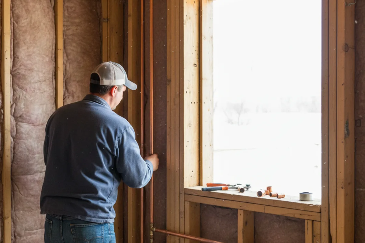 Licensed plumber running new copper supply lines in a Sandyville home