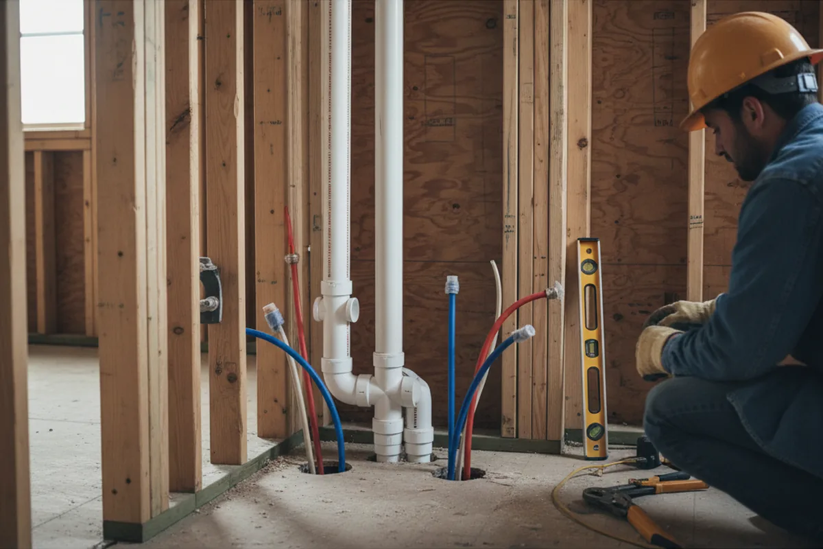 Drain and supply rough-in during Leak Detection in Sandyville