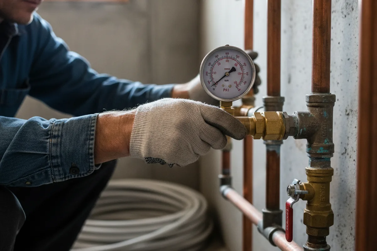 Pressure testing a repaired line during Water Line Repair in Sandyville